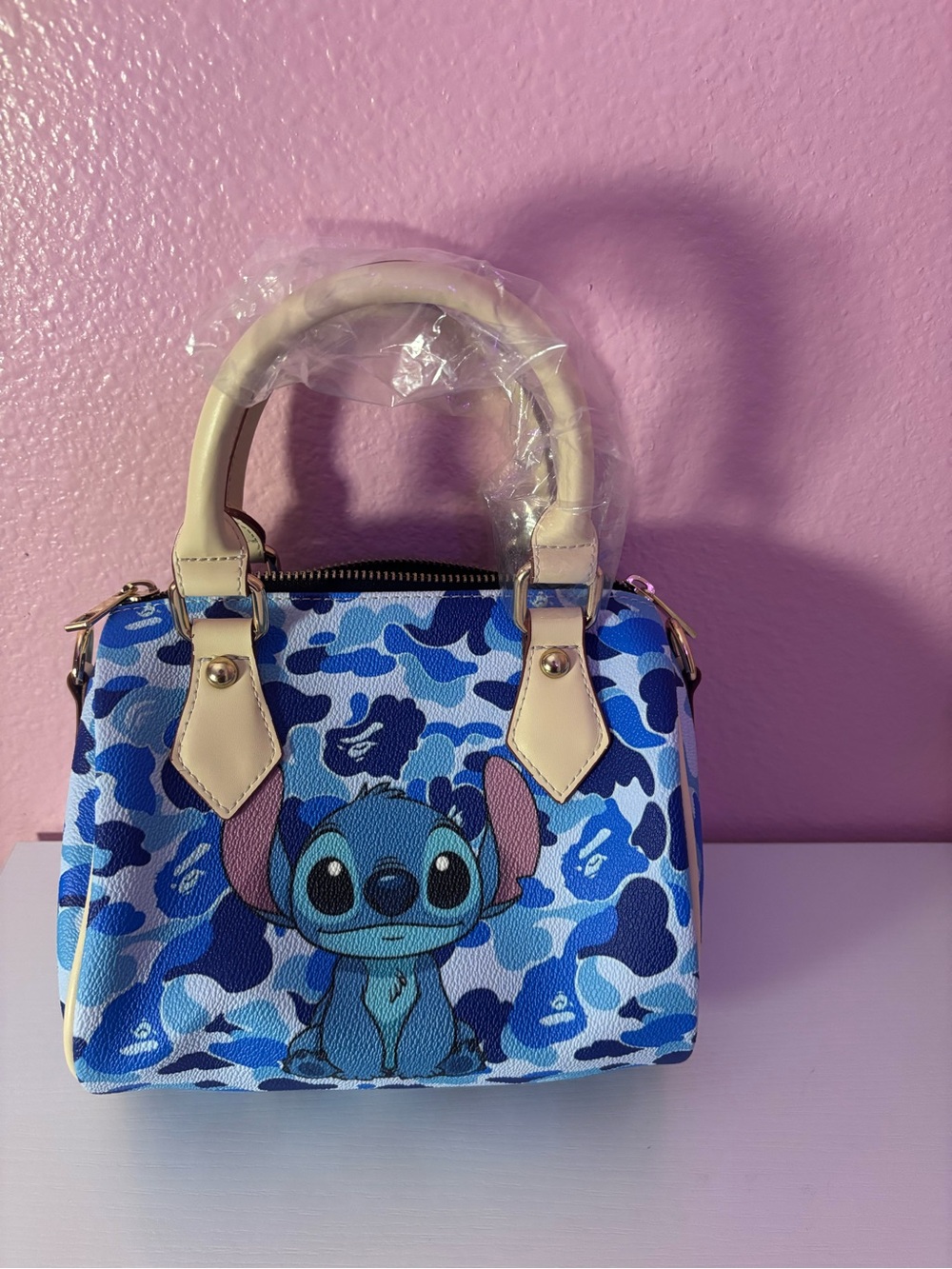 Blue stitch handbag